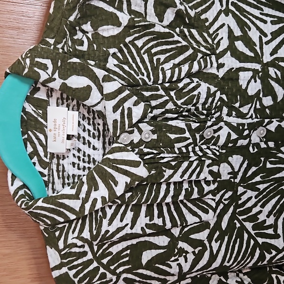 Kate Spade Tropical Leaf Print Buttondown Shirt sz 10 - Picture 3 of 6